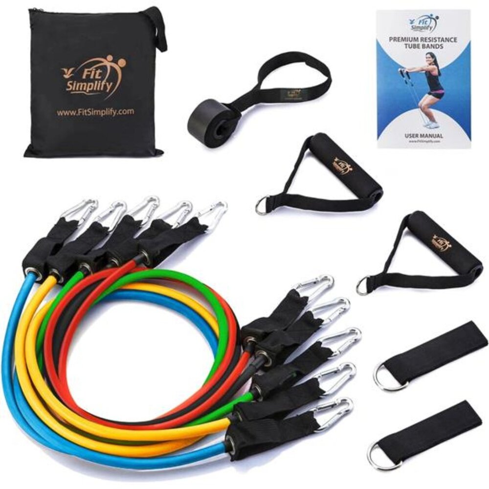 Fit Simplify Resistance Tube Bands 12 Piece Set with Instruction Booklet